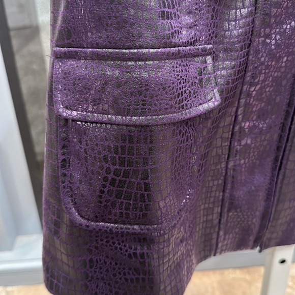 Susan Graver Style Purple Faux Snake Skin Leather Jacket - Picture 2 of 9